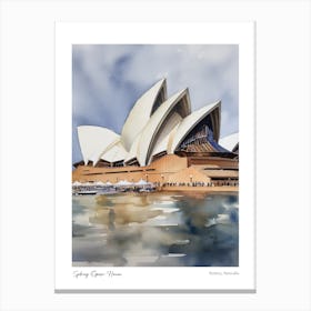 Sydney Opera House 2 Watercolour Travel Poster Canvas Print