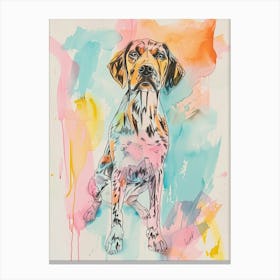 German Wirehaired Pointer Pastel Line Watercolour Illustration  3 Canvas Print