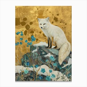 Arctic Fox Gold Effect Collage 2 Canvas Print