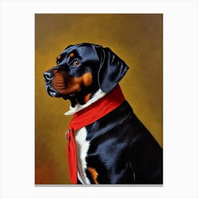 Rottweiler Renaissance Portrait Oil Painting Canvas Print