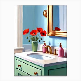 Bathroom Vanity With Poppies Canvas Print