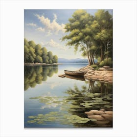 Canoe On The Lake Canvas Print