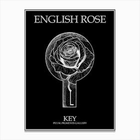 English Rose Key Line Drawing 3 Poster Inverted Canvas Print