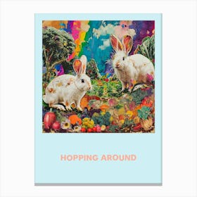 Hopping Around Bunnies In Vegetables Poster 3 Canvas Print