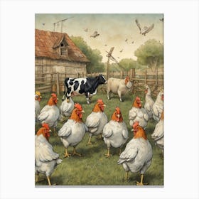 Chickens On The Farm Canvas Print