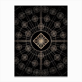 Geometric Glyph Radial Array in Glitter Gold on Black n.0393 Canvas Print