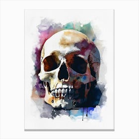 Skull Watercolor Painting Canvas Print