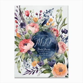 Leonardo Diffusion Wedding Invitation Suite With Wild Floral G 3 Canvas Print