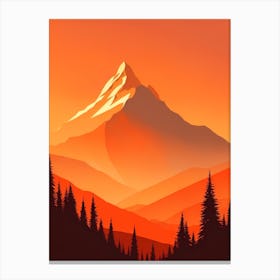 Misty Mountains Vertical Composition In Orange Tone 76 Canvas Print