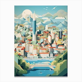 Zurich, Switzerland, Geometric Illustration 2 Canvas Print