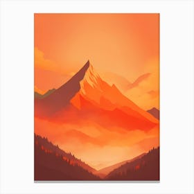 Misty Mountains Vertical Composition In Orange Tone 42 Canvas Print