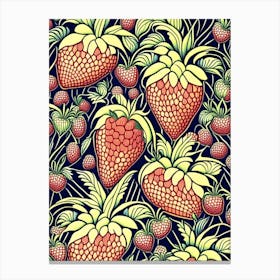 Bunch Of Strawberries, Fruit, William Morris Style 2 Canvas Print