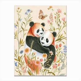 Folksy Floral Animal Drawing Panda 2 Canvas Print