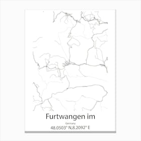 Furtwangen Im Schwarzwald,Germany Minimalist Map Canvas Print