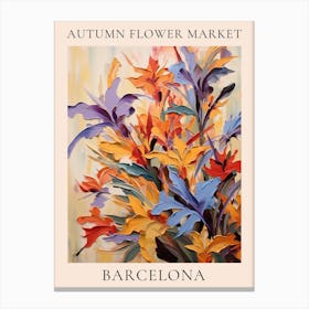 Autumn Flower Market Poster Barcelona Canvas Print