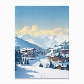 Selva Val Gardena, Italy Vintage Skiing Poster Canvas Print