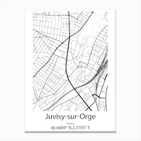 Juvisy Sur Orge,France Minimalist Map Canvas Print