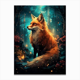 Kbgtron A Fox And Forest Colorful Lights In The Style Of Fantas E9799da4 D038 4350 Ba88 00e0ba88d3e0 Canvas Print