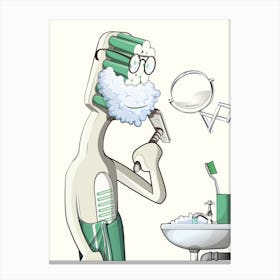 Toothbrush In The Bathroom Canvas Print