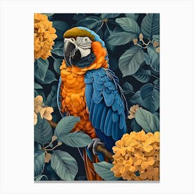 Parrot Painting Inspired By William Morris Canvas Print