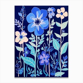 Blue Flower Illustration Delphinium 1 Canvas Print