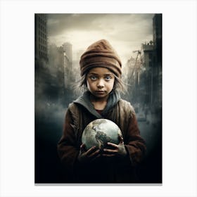 Child Holding A Globe 1 Canvas Print