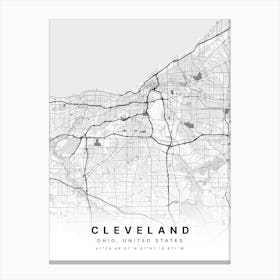 Cleveland Ohio USA White Map Canvas Print