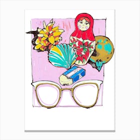 Eyeglasses And Russian Doll Canvas Print