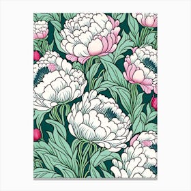 Mass Plantings Of Peonies 3 Colourful Drawing Canvas Print