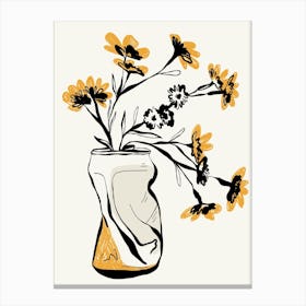 Vase Of Yellow Flowers Canvas Print