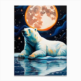 Polar Bear Moon Canvas Print