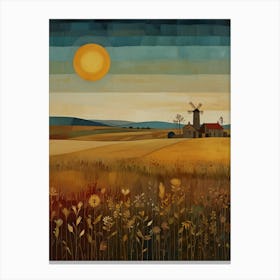 Windmill In The Field Canvas Print