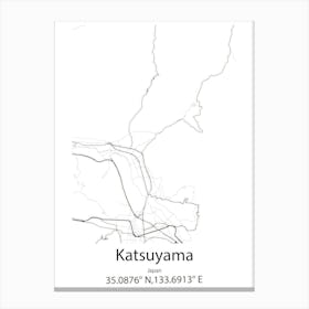 Katsuyama,Japan Minimalist Map Canvas Print