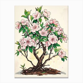 Cherry Blossom Tree Storybook Illustration 4 Canvas Print