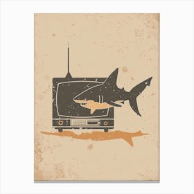 Shark & A Tv Muted Pastels 3 Canvas Print