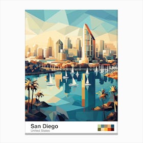 San Diego, Usa, Geometric Illustration 3 Poster Canvas Print