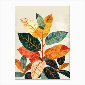 Croton Plant Minimalist Illustration 5 Canvas Print