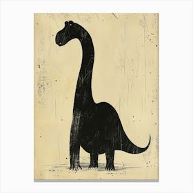 Dinosaur Sepia & Black Silhouette Illustration Canvas Print