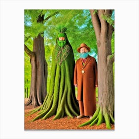 Two Men Standing Next To A Tree 1 Canvas Print