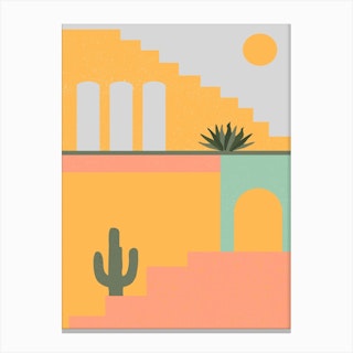 Desert Houses Terracota Canvas Print