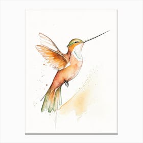 Long Billed Hermit Hummingbird Minimalist Watercolour Canvas Print