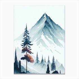 Mountain And Forest In Minimalist Watercolor Vertical Composition 252 Canvas Print