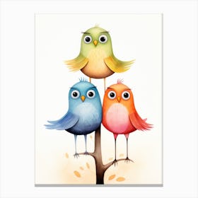 Colorful Birds On A Tree Canvas Print
