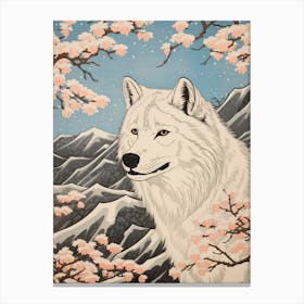 Arctic Wolf Vintage Japanese 3 Canvas Print