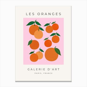 Les Oranges | 01 - Retro Fruit Pink And Orange Canvas Print