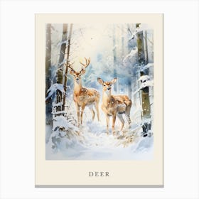 Winter Watercolour Deer 7 Poster Canvas Print