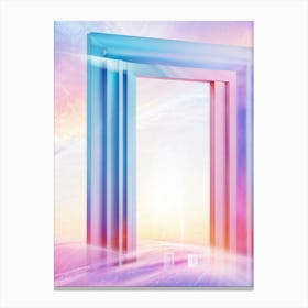 Geometric Portal Swirled With Dreamy Abstract Pastel Sky Prismatic Refractions Within Sleek Shar (1) Canvas Print