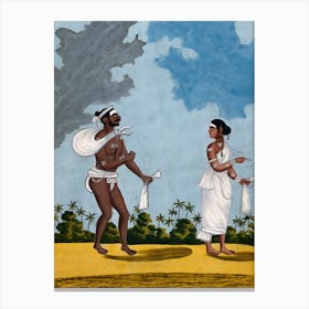 Indian washer man and wife. Canvas Print