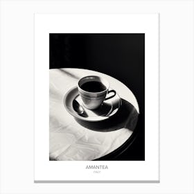 Poster Of Amantea, Italy, Black And White Photo 4 Canvas Print