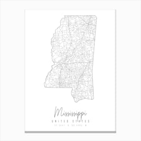 Mississippi Minimal Street Map Canvas Print